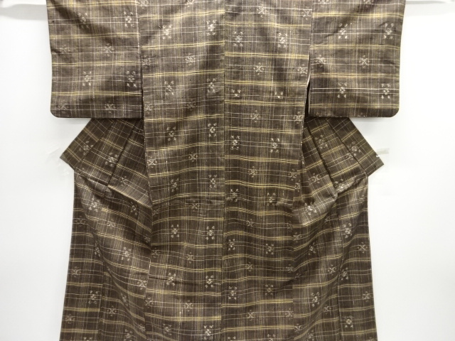 JAPANESE KIMONO / MAWATA TSUMUGI / WOVEN GRID 